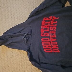 Charcoal gray hooded Ohio State University sweatshirt